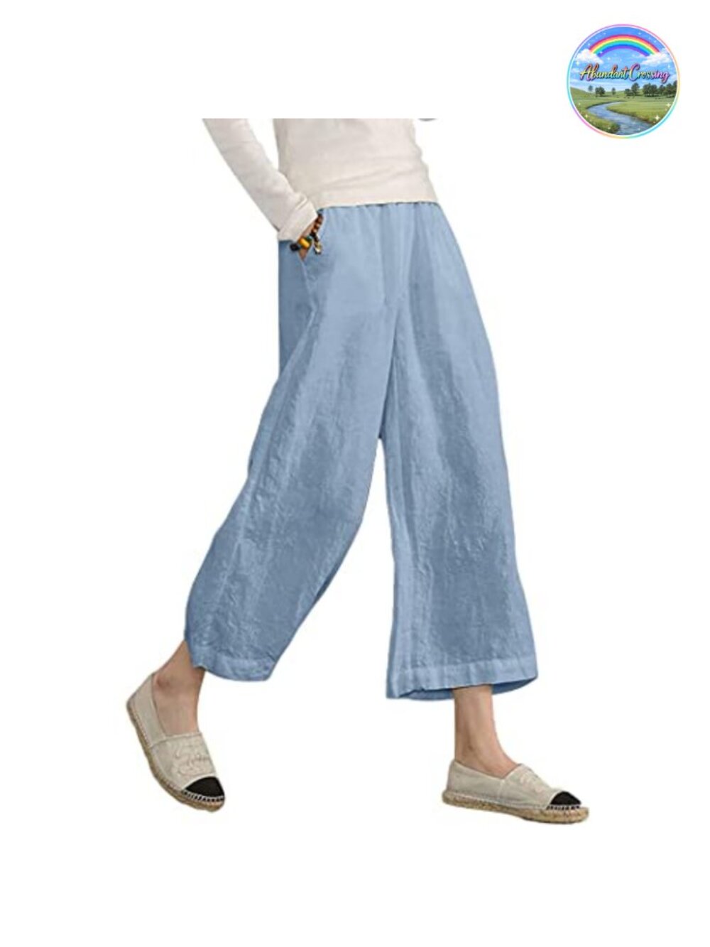 Linen Cropped Wide Leg Pants High Rise Palazzo Casual Summer